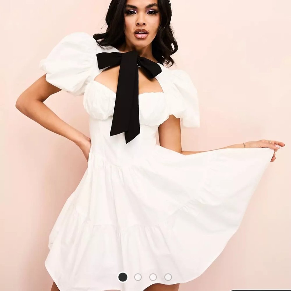 NWT ASOS Luxe cotton corset mini dress with bow